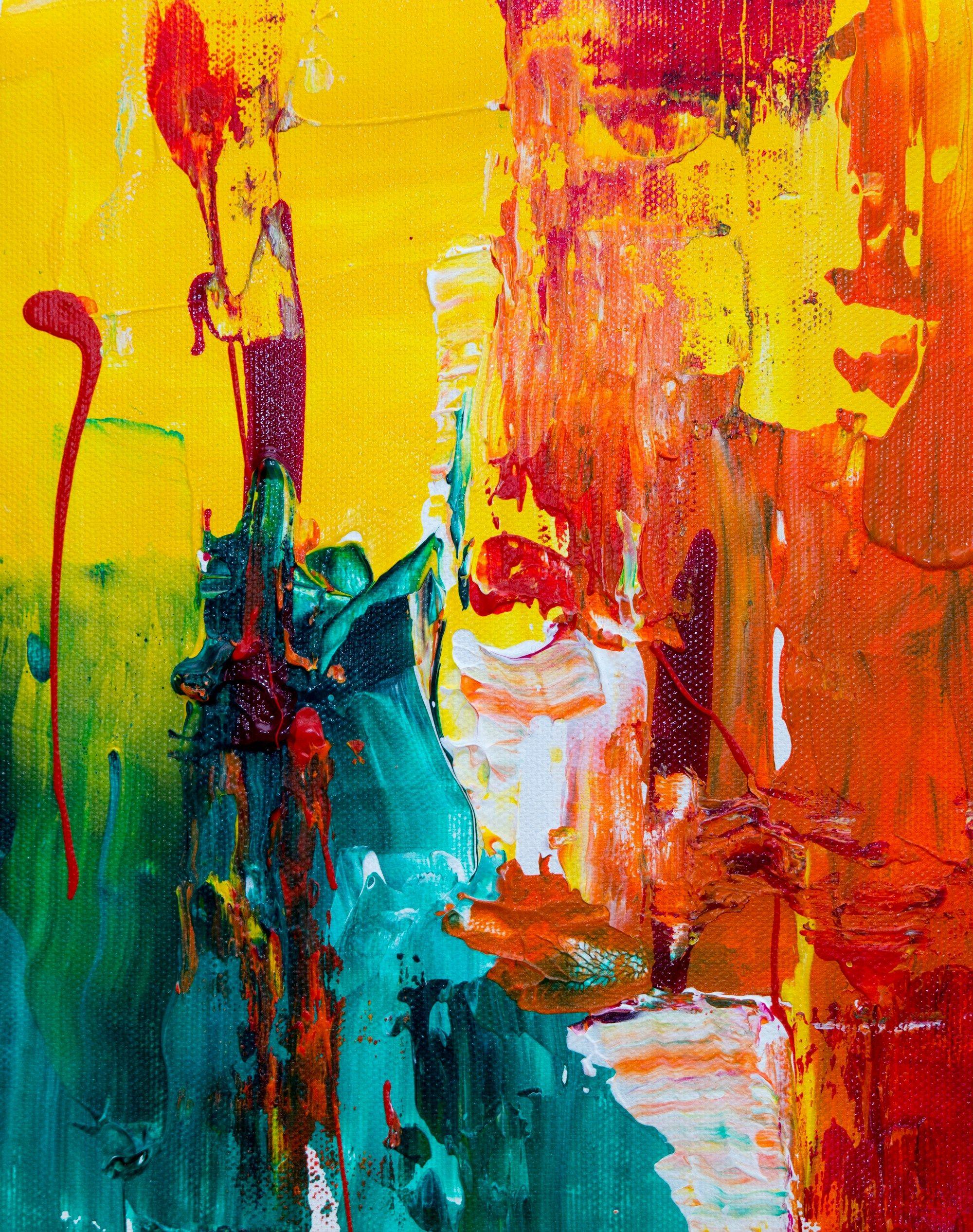 Bold abstract painting with primary colors